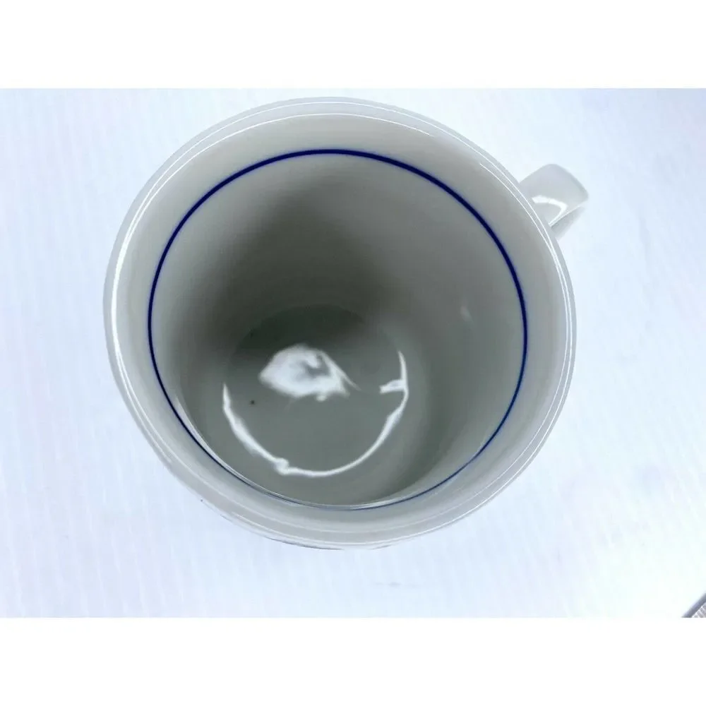 Fish For Sushi Mug Japanese Kanji Hirigana Cute Blue White Ceramic Textured